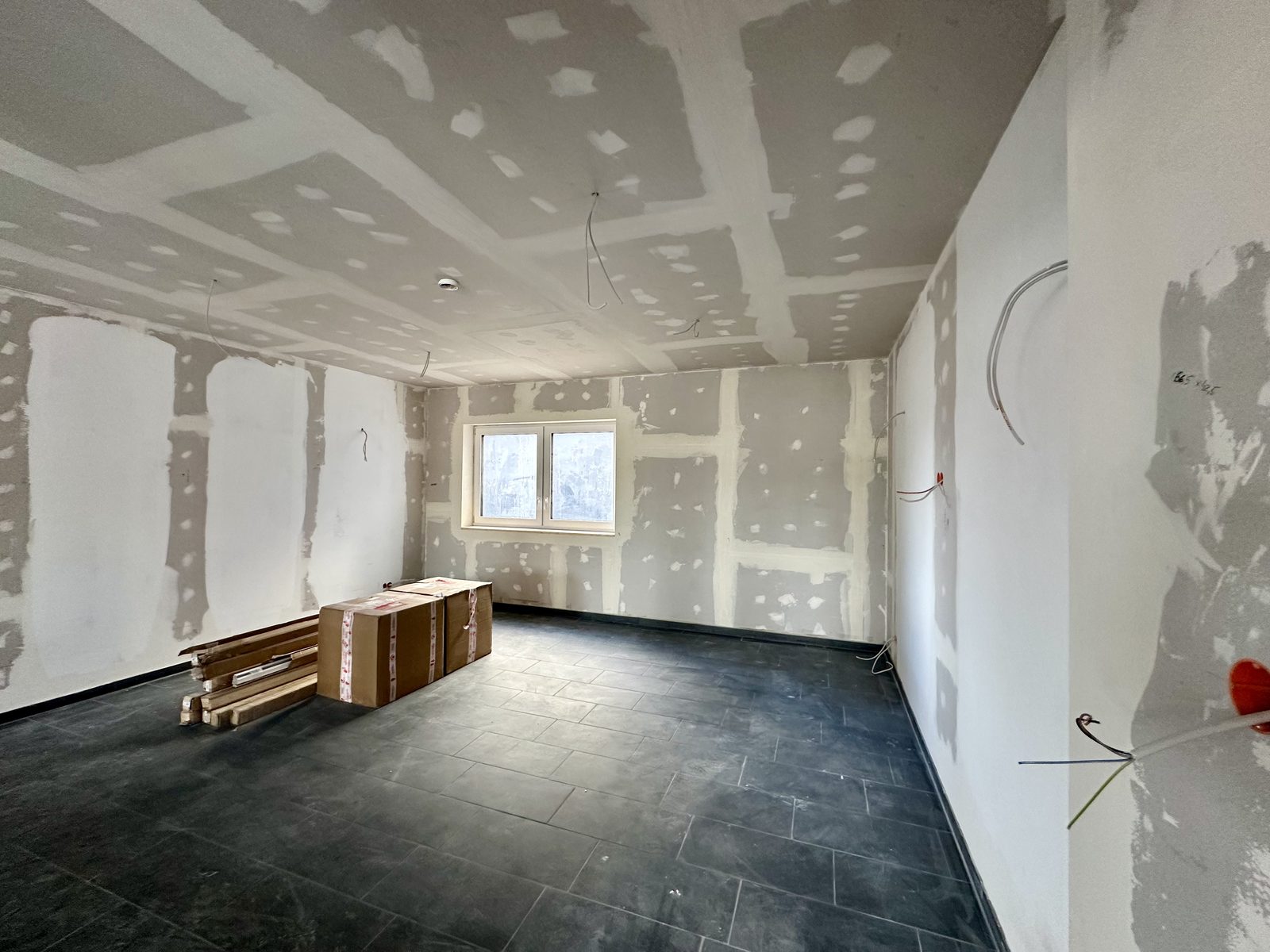 Interior — drywall construction phase